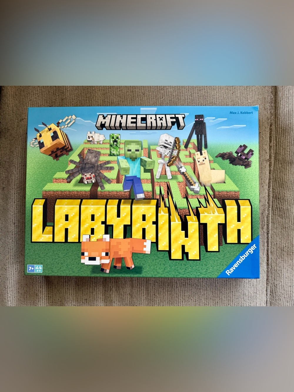 Minecraft Puzzle or Game Box Featuring Characters - Green, Blue, Yellow, Orange